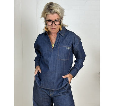 Gaspar Express Anholt Denim Blouse Bluse Blue