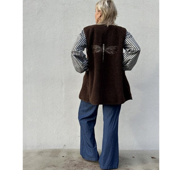 Gaspar Express Duffy Long Waistcoat Vest Brown