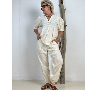 Gaspar Express Fiji Broderie Anglaise Bukser Off white