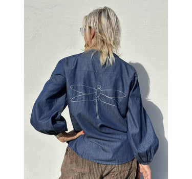 Gaspar Express Læsø V-Neck Denim Skjorte Blue