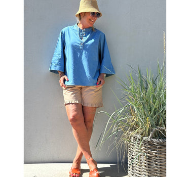Gaspar Express Mumbai Denim Blouse Bluse Light blue