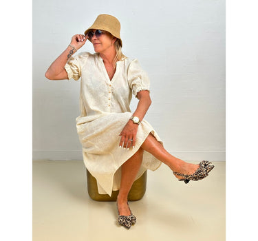 Gaspar Express Tunø Broderi Anglaise Dress Kjole Off white
