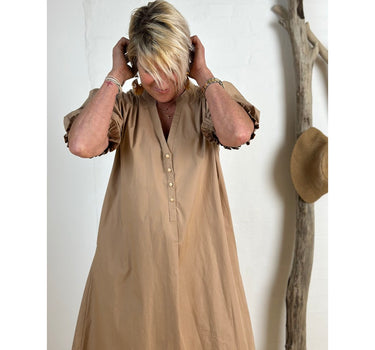 Gaspar Express Tunø Poplin Dress Kjole Dark Sand