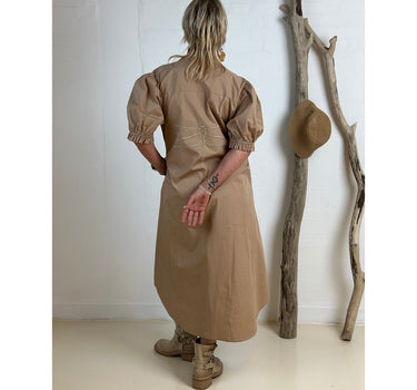Gaspar Express Tunø Poplin Dress Kjole Dark Sand
