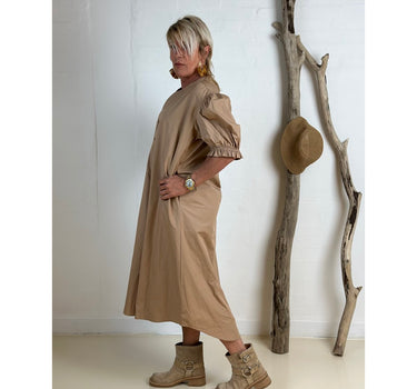 Gaspar Express Tunø Poplin Dress Kjole Dark Sand