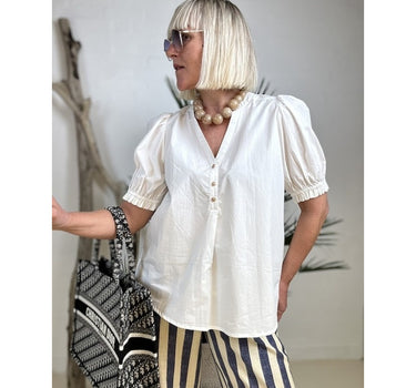 Gaspar Express Tunø SS Blouse Skjorte White