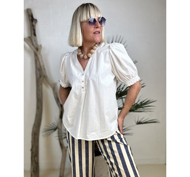 Gaspar Express Tunø SS Blouse Skjorte White