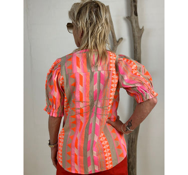Gaspar Express Tunø SS Jacquard Bluse Pink