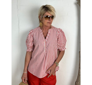 Gaspar Express Tunø SS Stripe Skjorte Red